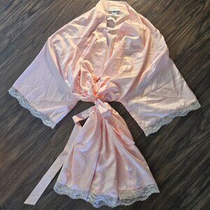 ICING Pastel Pink Satin Kimono Style Robe NWT/SIZE L/XL